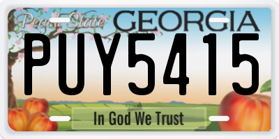 GA license plate PUY5415