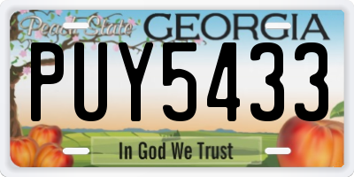 GA license plate PUY5433