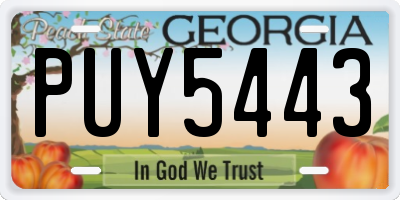 GA license plate PUY5443