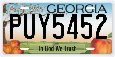 GA license plate PUY5452