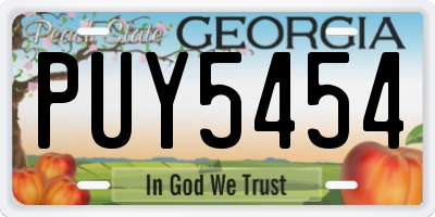 GA license plate PUY5454