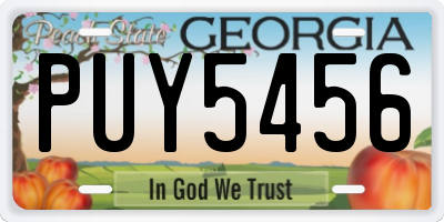 GA license plate PUY5456
