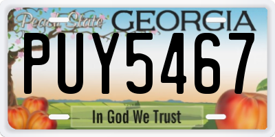 GA license plate PUY5467