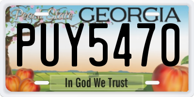 GA license plate PUY5470