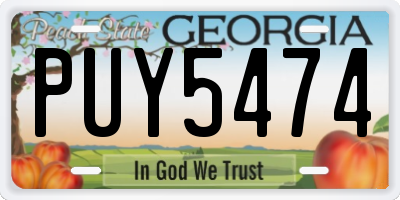 GA license plate PUY5474