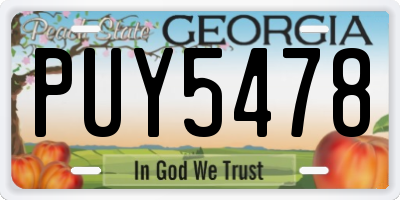 GA license plate PUY5478