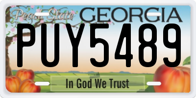 GA license plate PUY5489