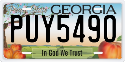 GA license plate PUY5490