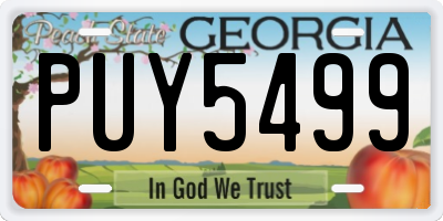 GA license plate PUY5499