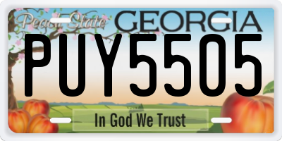 GA license plate PUY5505
