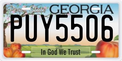 GA license plate PUY5506