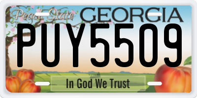 GA license plate PUY5509