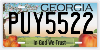 GA license plate PUY5522