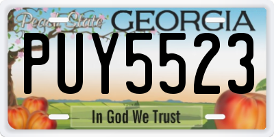 GA license plate PUY5523