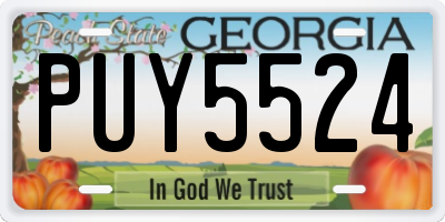 GA license plate PUY5524