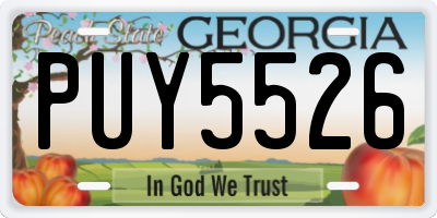 GA license plate PUY5526