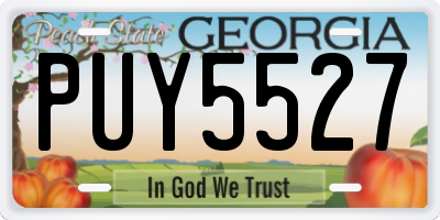 GA license plate PUY5527