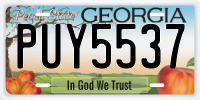 GA license plate PUY5537