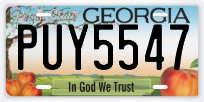 GA license plate PUY5547