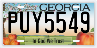 GA license plate PUY5549