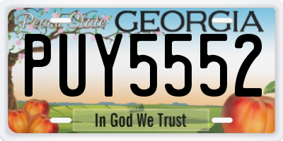 GA license plate PUY5552