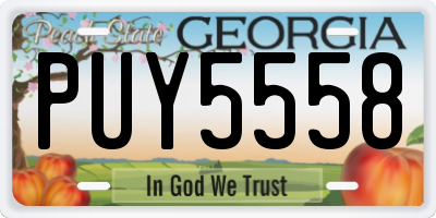 GA license plate PUY5558