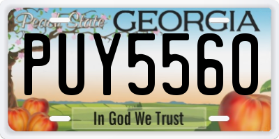 GA license plate PUY5560