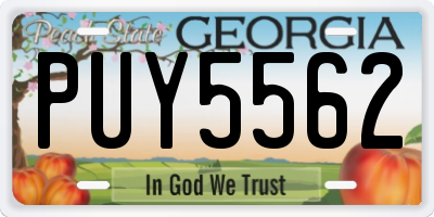 GA license plate PUY5562