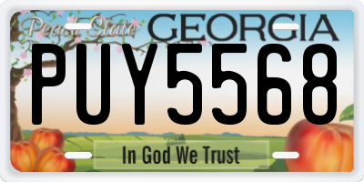 GA license plate PUY5568