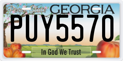 GA license plate PUY5570