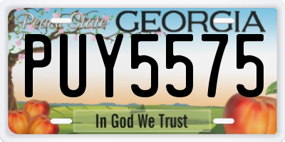 GA license plate PUY5575