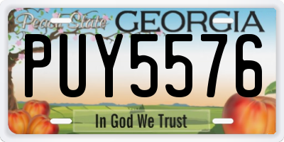 GA license plate PUY5576
