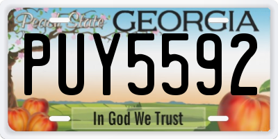 GA license plate PUY5592
