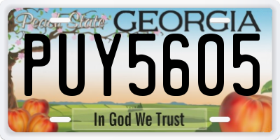 GA license plate PUY5605
