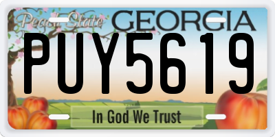 GA license plate PUY5619