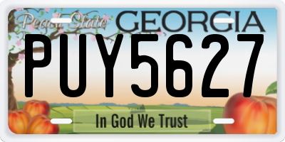 GA license plate PUY5627