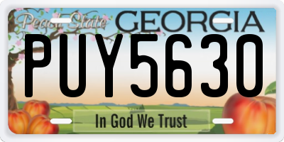 GA license plate PUY5630