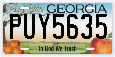 GA license plate PUY5635