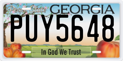 GA license plate PUY5648