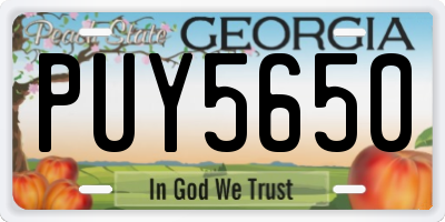 GA license plate PUY5650