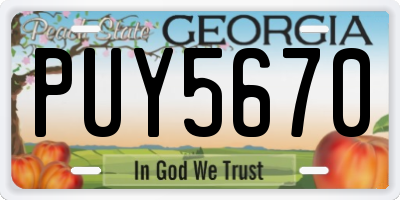 GA license plate PUY5670