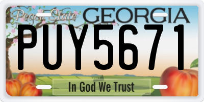 GA license plate PUY5671