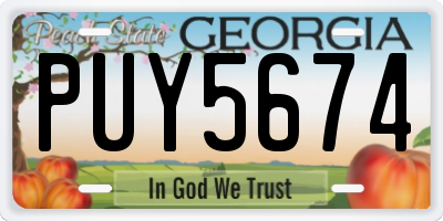 GA license plate PUY5674