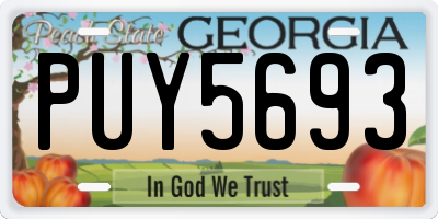 GA license plate PUY5693