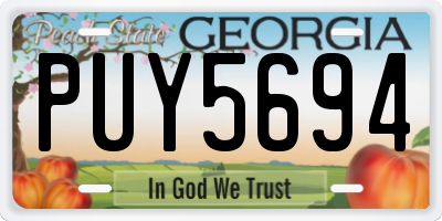 GA license plate PUY5694