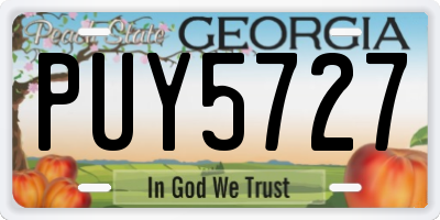 GA license plate PUY5727