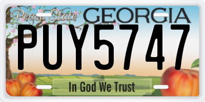 GA license plate PUY5747