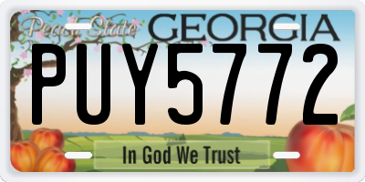 GA license plate PUY5772