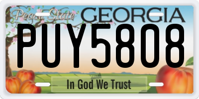 GA license plate PUY5808