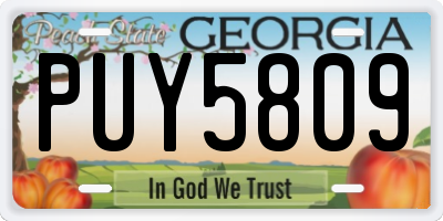 GA license plate PUY5809